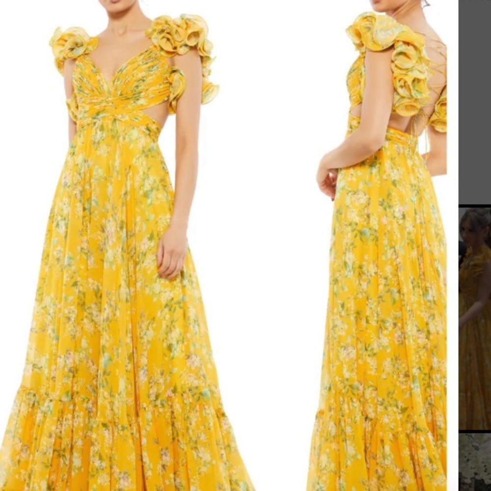 Mac Duggal Floral Chiffon Cutout gown maxi dress